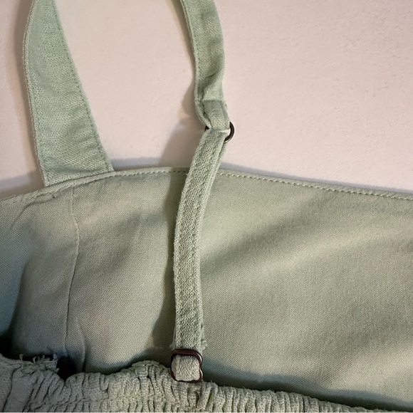 Abercrombie & Fitch Light Green high rise short set linen size XS crop bow - Picture 12 of 12